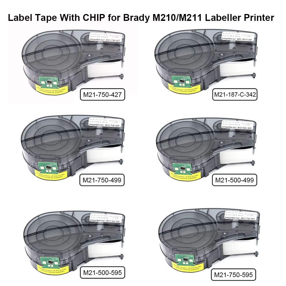 ใหม่รุ่น CHIP ป้ายเทป M21-750-595-WT M21-750-427 ป้ายริบบิ้นป้ายยืดหยุ่น/ไวนิล/ไนลอนสําหรับ Brady M210 , M211,M210-LAB เครื่องพิมพ์ฉลาก