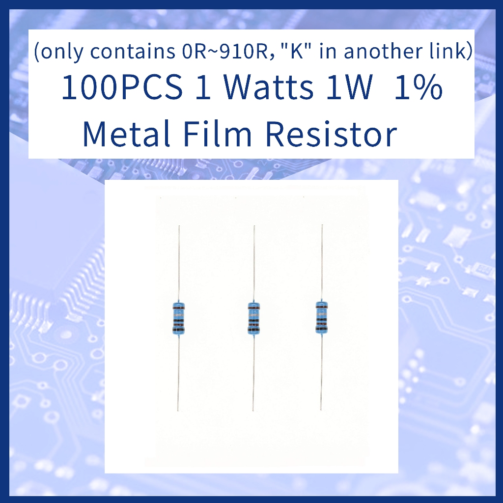 (มีทุกขนาด ลิงค์นี้มีเพียง 0R~910R,"K" ในอีกลิงค์) 100 ชิ้น ตัวต้านทาน 1 Watts 1W 1% Metal Film Resistor