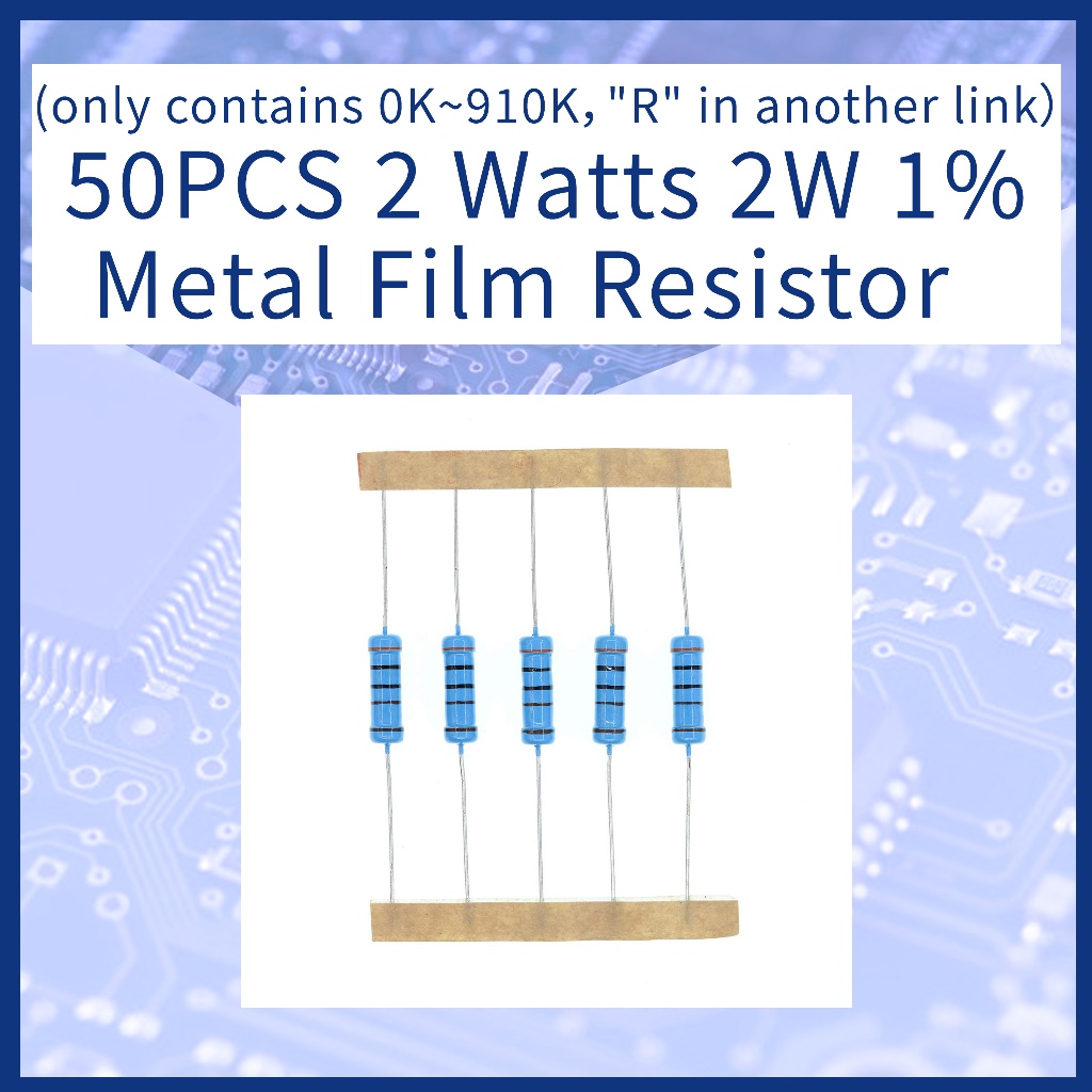 (มีทุกขนาด ลิงค์นี้มีเพียง 0K~910K,”R” ในอีกลิงค์)  50 ชิ้น ตัวต้านทาน 2 Watts 2W 1% Metal Film Resistor Ohm – โปรปัง