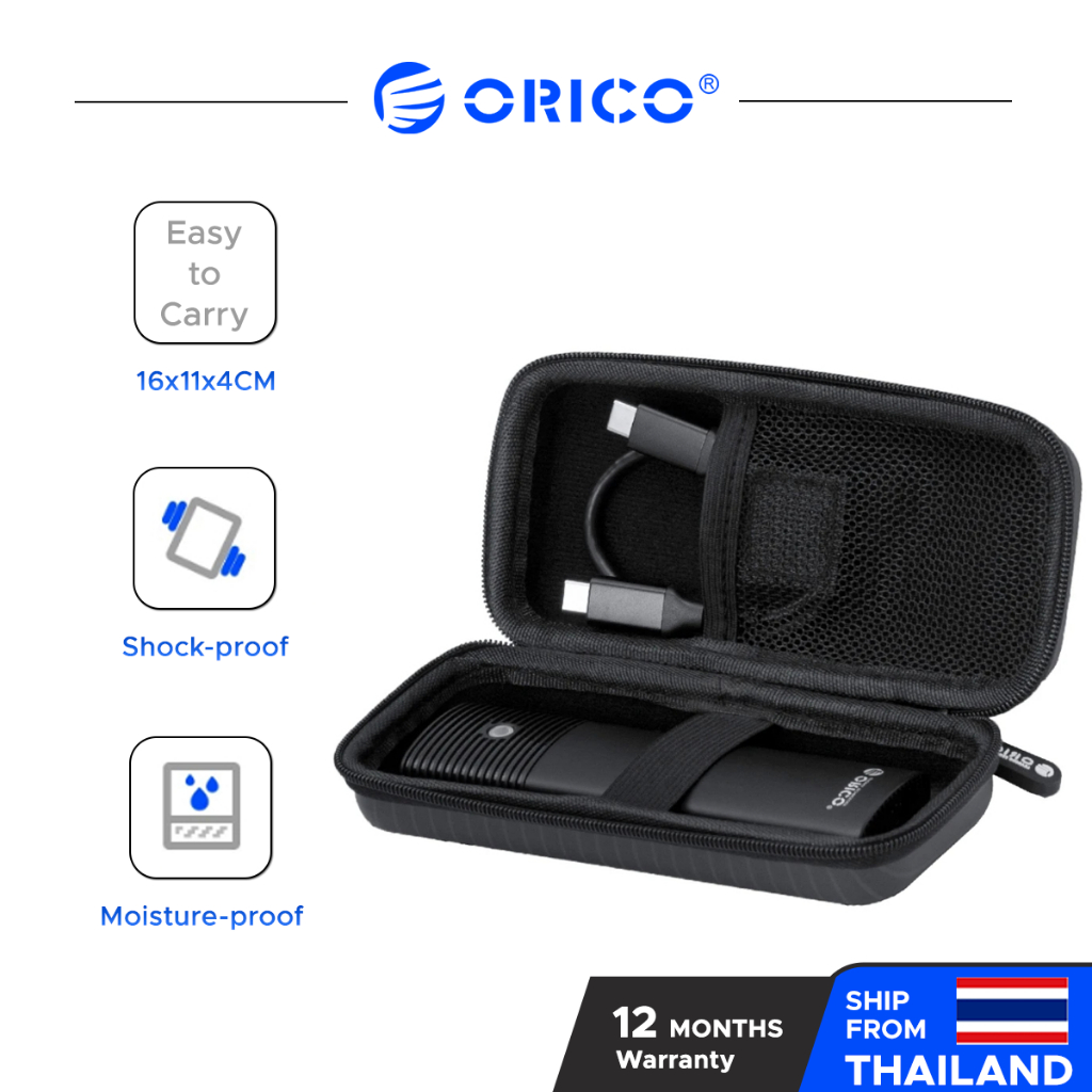 Orico M.2 SSD กระเป๋า EVA หนากันน้ําฤดูใบไม้ร่วงความต้านทานตารางภายในเหมาะสําหรับ NGFF/NVMe SSD กรณีชุดหูฟังข้อมูลสาย (PWFM2)