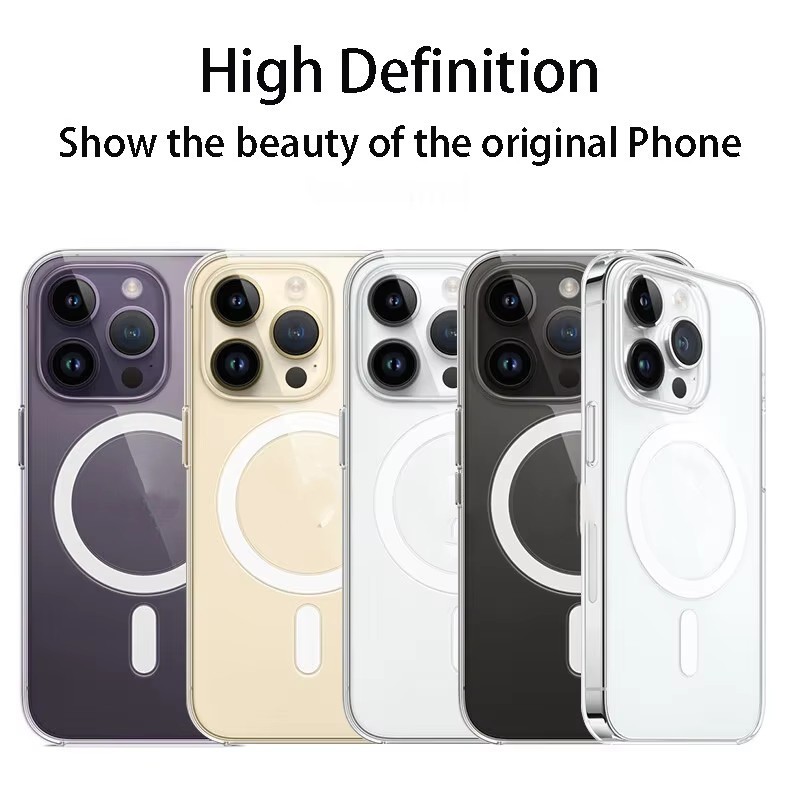 หรูหราแม่เหล็กชาร์จไร้สายเคสใสสําหรับiphone 16 Pro Max 15 14 13 12 11 Pro Max X XS XR 7 8 Plusฝาครอบกันชนโปร่งใสพร้อมบรรจุภัณฑ์