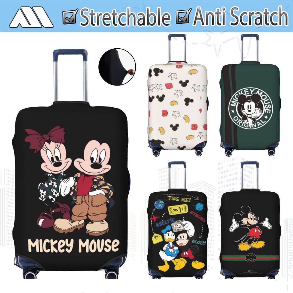 ผ้าคลุมกระเป๋าเดินทาง Disney ผ้าสแปนเด็กซ์ แบบยืดหยุ่น ยืดหยุ่น Mickey Mouse Travel Luggage Cover 18-32 นิ้ว MLS04