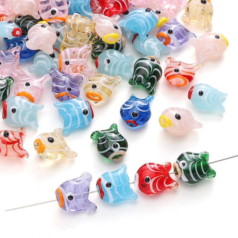 1ชิ้น/ถุง18*15มิลลิเมตรแก้วลายปลาขนาดเล็กลูกปัดสําหรับเครื่องประดับ ทําเอง สร้อยข้อมือสร้อยคอทําอุปกรณ์