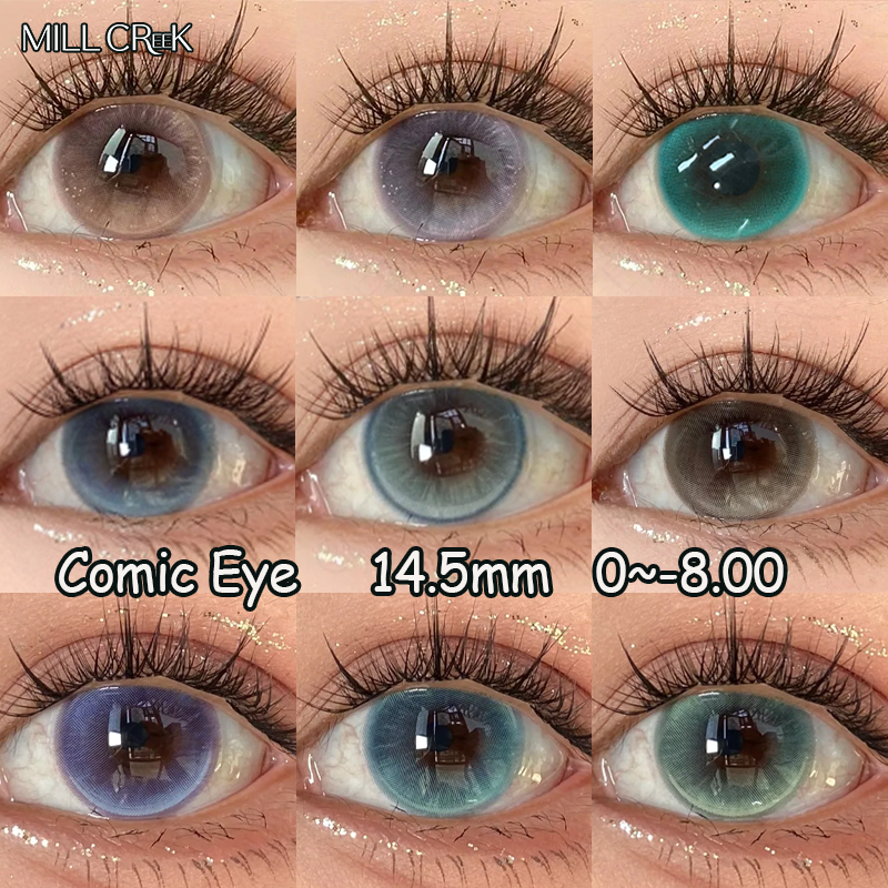 Mill Creek 2 ชิ้น Big Eye คอนแทคเลนส์เกรดไม่มีล็อคขอบ 14.5 มม. Moisturizing สบายคอนแทคเลนส์เครื่องสํ