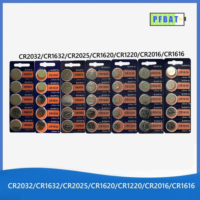 Sony CR2032 CR1632 CR2025 CR1220 CR16 CR2016 3V แบตเตอรี่ลิเธียมปุ่มเหรียญสําหรับนาฬิกากุญแจรถรีโมทค