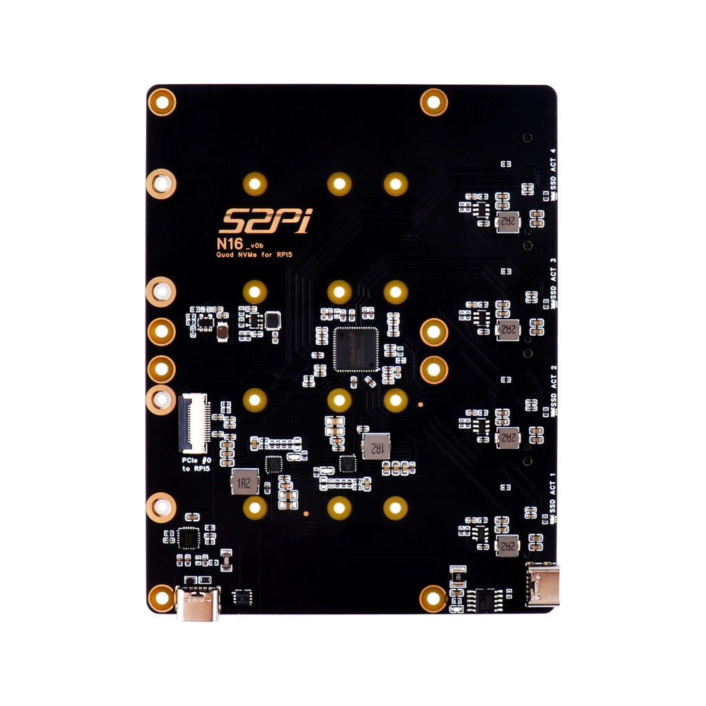 52pi N16 Quad NVMe Expansion Adapter Board เคสโลหะอย่างเป็นทางการ Active Cooler สําหรับ Raspberry Pi