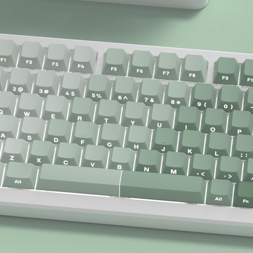 121 คีย์ไล่โทนสีสีเขียวทะเล PBT Double Shot ด้านข้างพิมพ์ Shine ผ่าน Backlit keycaps