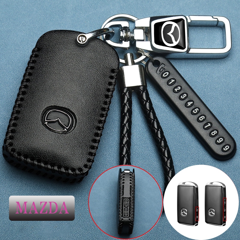 Mazda ของแท้หนังฝาครอบรถพวงกุญแจสําหรับ Mazda 2/Mazda 3/CX30/CX-3/CX-5/Skyactiv Remote Key อุปกรณ์เสริม