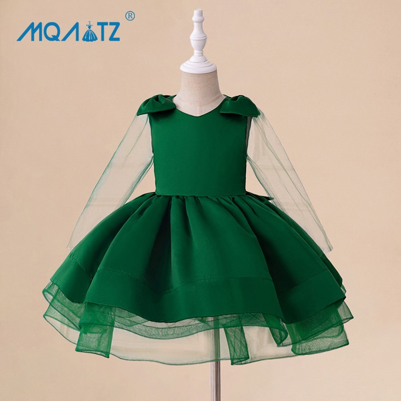 Mqatz เด็กวัยหัดเดินแขนยาว 1st วันเกิดชุดสําหรับเด็กทารกลูกไม้ชุดเจ้าหญิง Christening Party เสื้อผ้า BL104