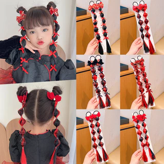 เด็กปีใหม่สีแดงหวานเย็นวิกผมฟองถักเปียหัวสาวน้อยบิดถักเปียหัวเชือก