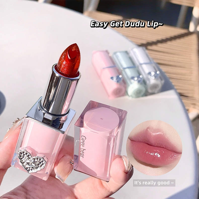 Gege BEAR ท่อสี่เหลี่ยม ลิปสติก 4.8g เจลลี่ลิปส์ แต่งหน้ากันน้ํา ถ้วยไม่ติด มอยซ์เจอไรเซอร์ติดทนนาน ลิปสติก GX1185