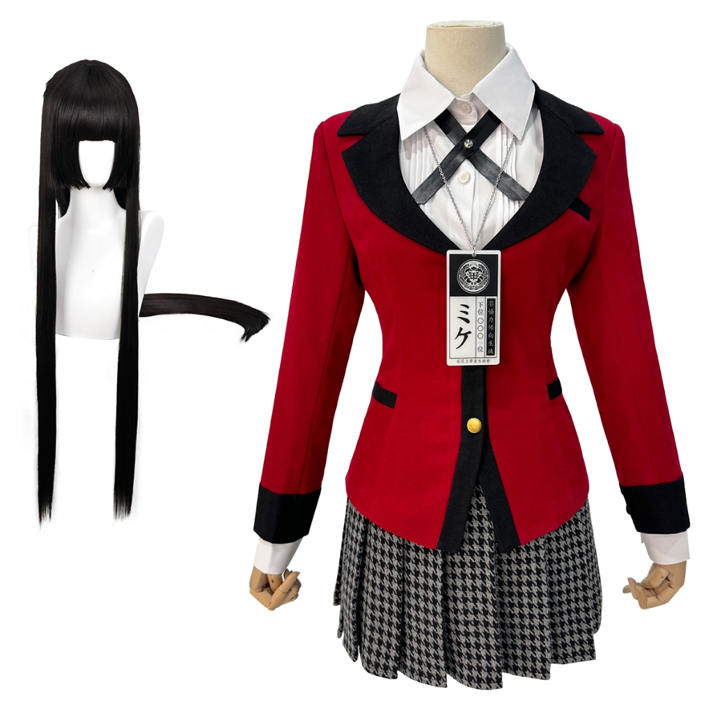 Holoun คอสเพลย์หนัง Kakegurui Jabami Yumeko Cosplay ชุดโคนัน คอสเพลย์เครื่องแต่งกายชุดนักเรียน