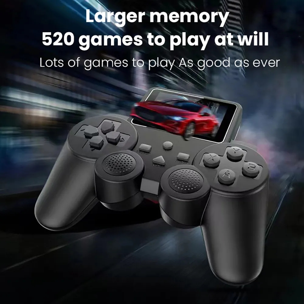 S10 รีโมทคอนโทรลขนาดเล็กจับคอนโซลเกมมือถือ Retro 520 เกม 2.4 นิ้ว AV Output Video Single / Dual Player Controller