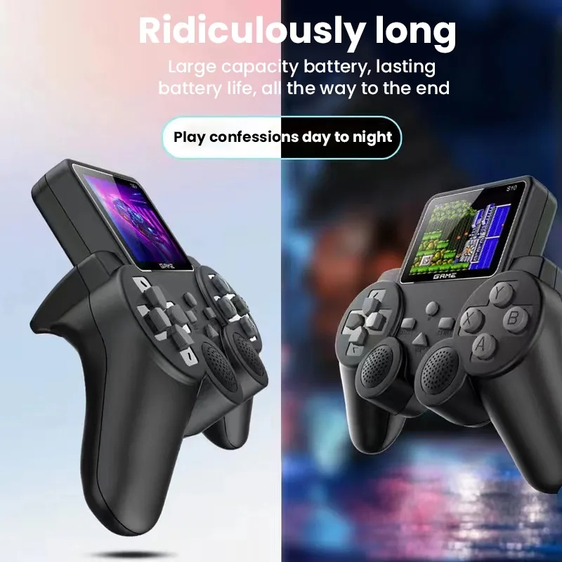 S10 รีโมทคอนโทรลขนาดเล็กจับคอนโซลเกมมือถือ Retro 520 เกม 2.4 นิ้ว AV Output Video Single / Dual Player Controller