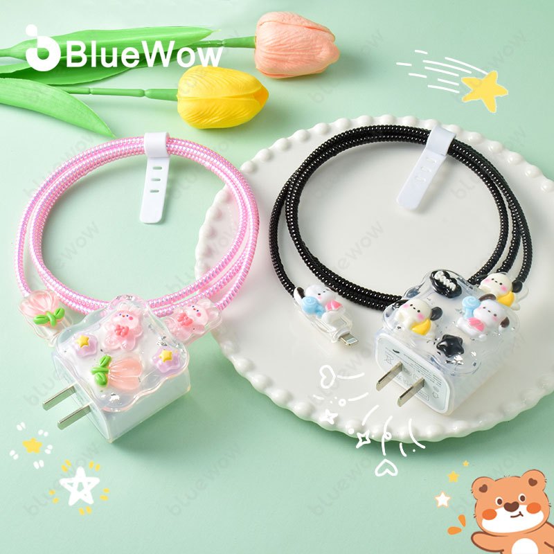 2024 ขายร้อนbluewow Charger Protectors Ins สไตล์ผีเสื้อ Kuromi Charger Case Anti-breaking Cable Protectors สําหรับ IP 18/20w Charger