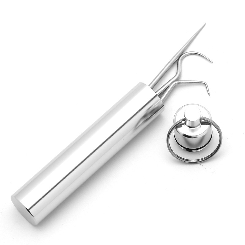 ไม้จิ้มฟันสแตนเลสชุดไหมขัดฟันไม้จิ้มฟันแบบใช้ซ้ำได้แบบพกพาไม้จิ้มฟันไหมขัดฟันทำความสะอาดฟันทำความสะอาดช่องปาก - รูปที่ 2