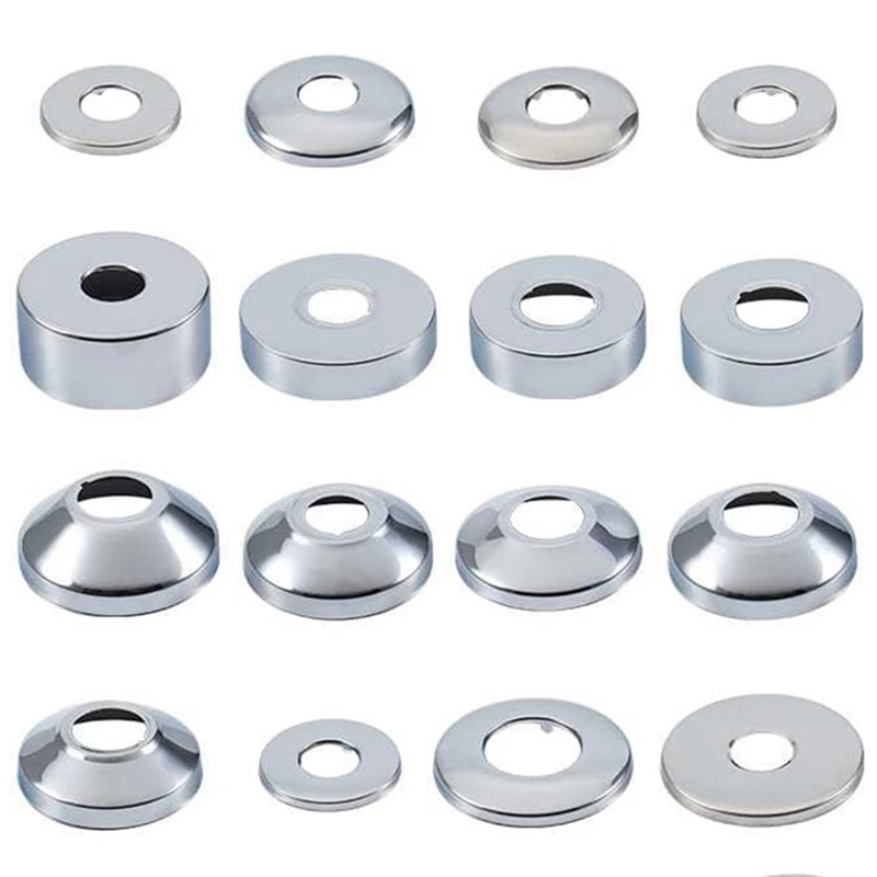 KHSelf-Adhesive Shower Faucet ฝาครอบตกแต่ง Chrome Finish ท่อน้ําสแตนเลส ผ้าคลุมติดผนัง อุปกรณ์ห้องน้ํา