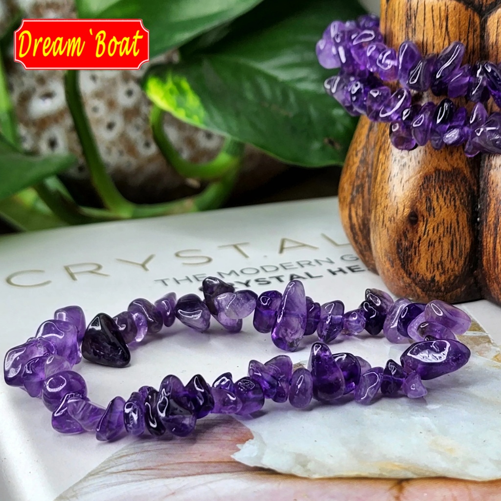 Amethyst Chip Bracelet Natural Crystal Stone Bracelet สร้อยข้อมือชิปอเมทิสต์,สร้อยข้อมืออัญมณี,สร้อยข้อมือฮวงจุ้ย,สร้อยข้อมือหินธรรมชาติ,สร้อยข้อมือคริสตัล,สร้อยข้อมือคริสตัลสําหรับผู้หญิงผู้ชาย,สร้อยข้อมือ
