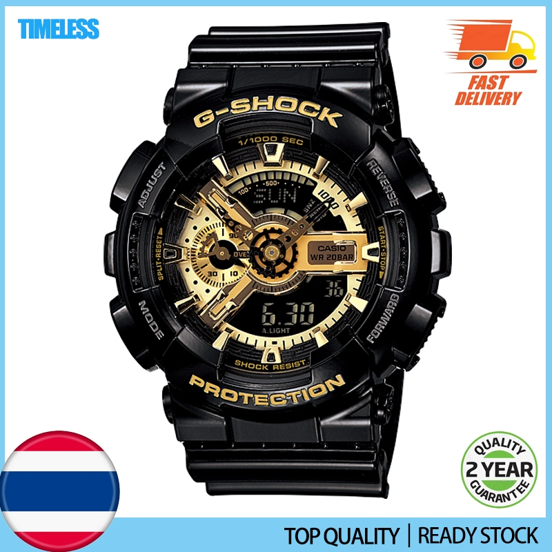 GA110GB-1A สีดําทองนาฬิกาแฟชั่นผู้ชายนาฬิกากันน้ํา GA110 GA100 Series นาฬิกา