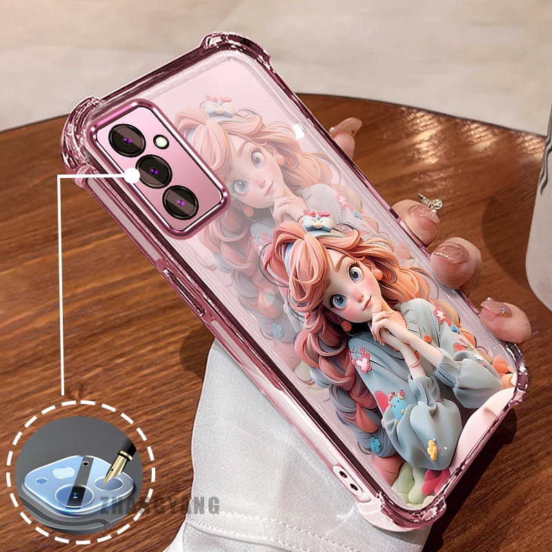 SAMSUNG กรณีสําหรับsamsung A15 5G A25 5Gสี่มุมElectroplated anti DROPเคสโทรศัพท์ความงามสาวการ์ตูนรูปแบบTPU soft case