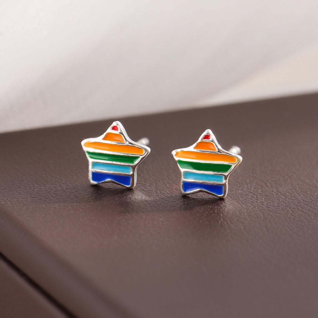 สไตล์ใหม่ 925 เงินสเตอร์ลิงต่างหูแฟชั่นสดที่มีสีสันดาวห้าแฉกเฉพาะดาวต่างหูต่างหูอุปกรณ์เสริมหญิง ซีอี176