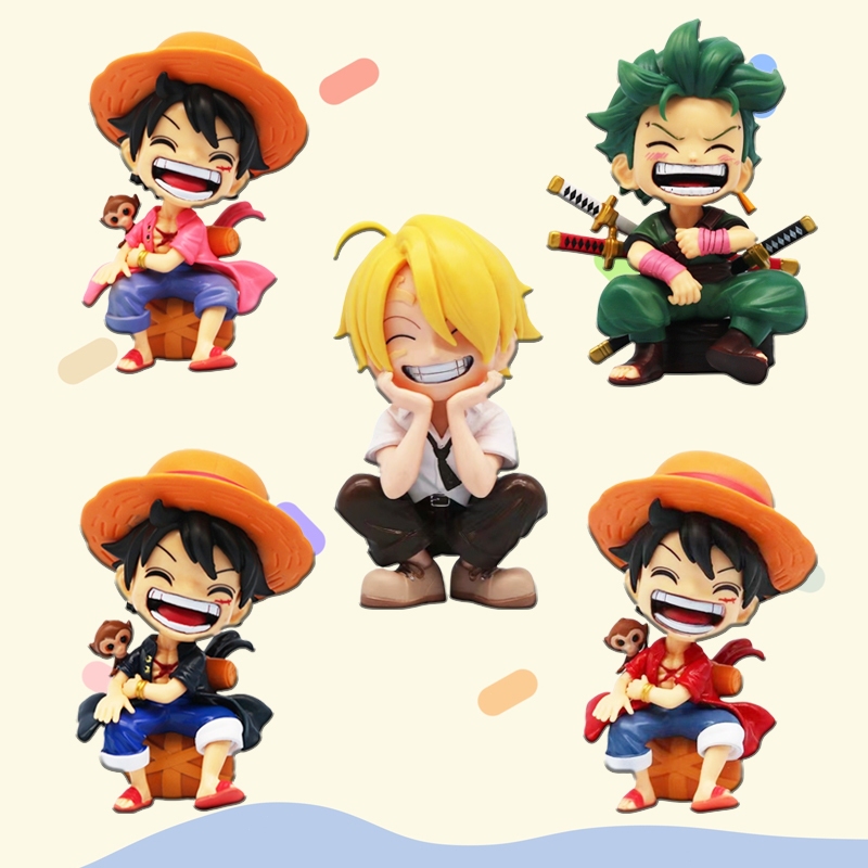 5 รูปแบบ Q รุ่น One Piece ตัวเลข Luffy Sanji Zoro 12 ซม.อะนิเมะรูป PVC ของเล่นตุ๊กตาตกแต่งเด็กคริสต์มาสของขวัญ