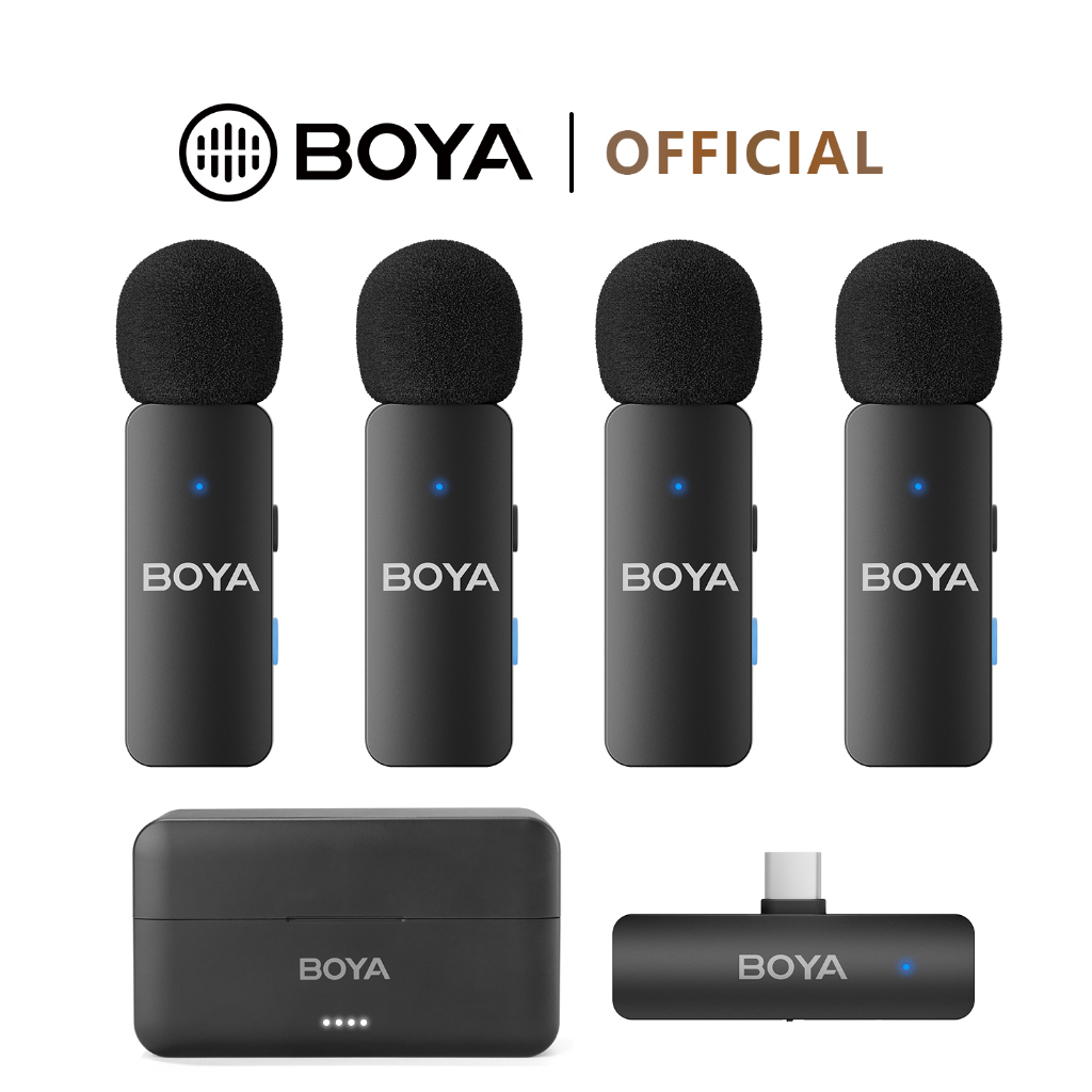 BOYA BY-V4U 4 ช่อง ไมค์ไร้สาย Type-C ไมค์ลอยไร้สาย พร้อมกล่องชาร์จ สำหรับ Android Type-C iPhone15