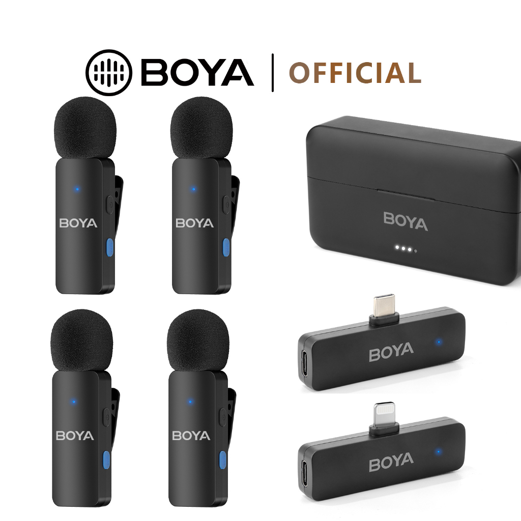 BOYA BY-V4 ไมค์ลอยไร้สาย พร้อมกล่องชาร์จ ตัดเสียงรบกวน ที่รองรับไมโครโฟนพร้อมกัน