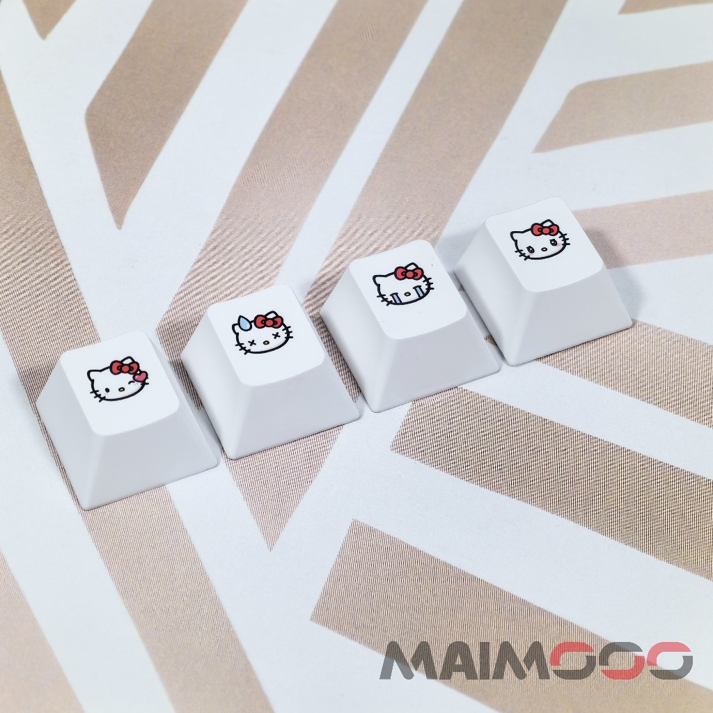 4pcs Sanrio Hello Kitty Keycap Cherry R4 PBT Dye Sublimation คีย์บอร์ด Keycap Kuromi Melody Pochacco