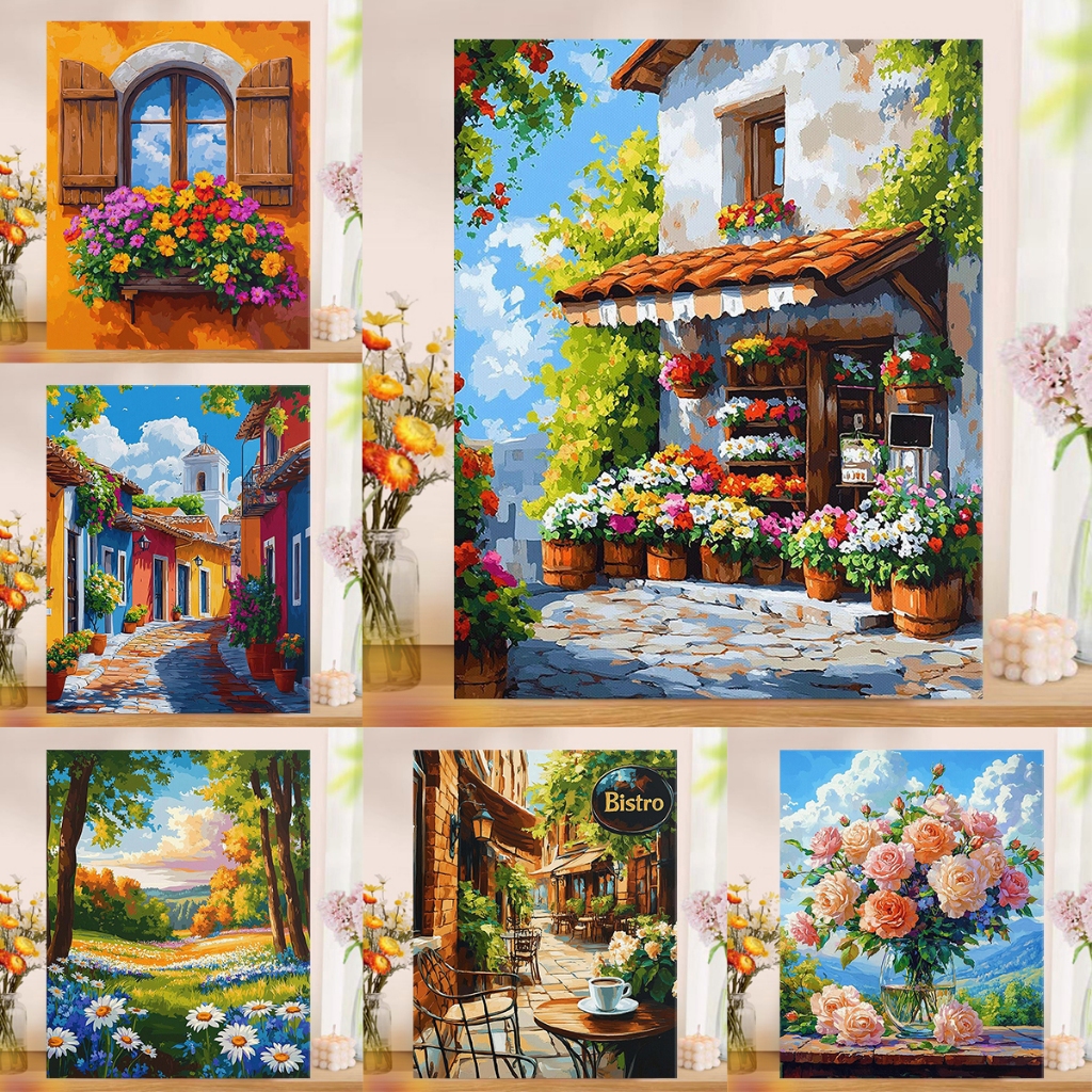 ลอยไป ระบายสีตามตัวเลข สวนสนาม ภาพวาดผ้าใบตามจํานวนภาพสีน้ํามันดิจิตอลโดยตัวเลขตกแต่งบ้าน