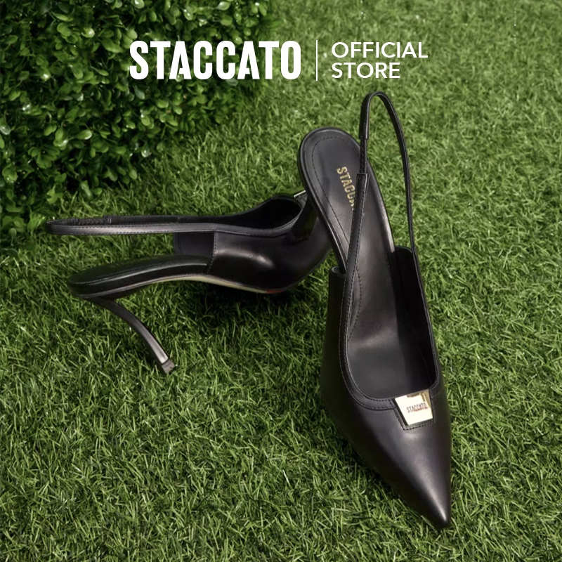 Staccato Women's Kitten Slingback Heels รองเท้าแตะผู้หญิง หัวแหลม 2"รองเท้าส้นเข็ม EDK62