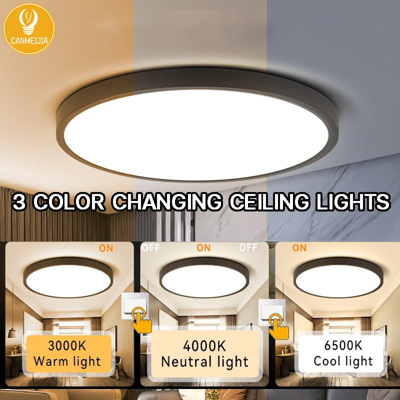 โคมไฟเพดาน LED โคมไฟติดเพดานทรงกลม ไฟเพดาน ไฟตกแต่งเพดาน โคมไฟขนมปัง 18W 30W 40W บางและเบา ใช้กับ ห้องนั่งเล่น ห้องนอน ท างเดิน โคมไฟเพดาน LED ตกแต่งบ้าน ไฟเพดานบ้าน