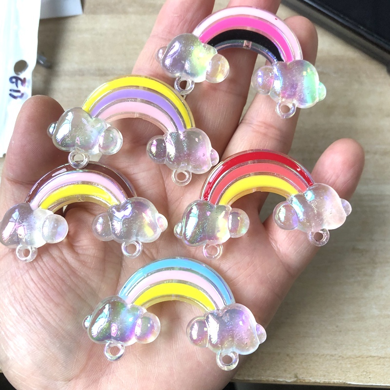 5 ชิ้น DIY ลูกปัดอะคริลิค DIY Rainbow และ swing ลูกปัด DIY อุปกรณ์เสริม