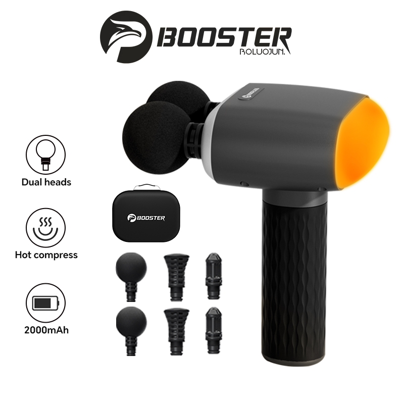 BOOSTER ปืนนวดบรรเทาอาการปวดหัว 4 เกียร์ แบบพกพา สามารถปรับได้ สําหรับผ่อนคลายกล้ามเนื้อ เครื่องนวดมือถือ ปืนนวดไฟฟ้า