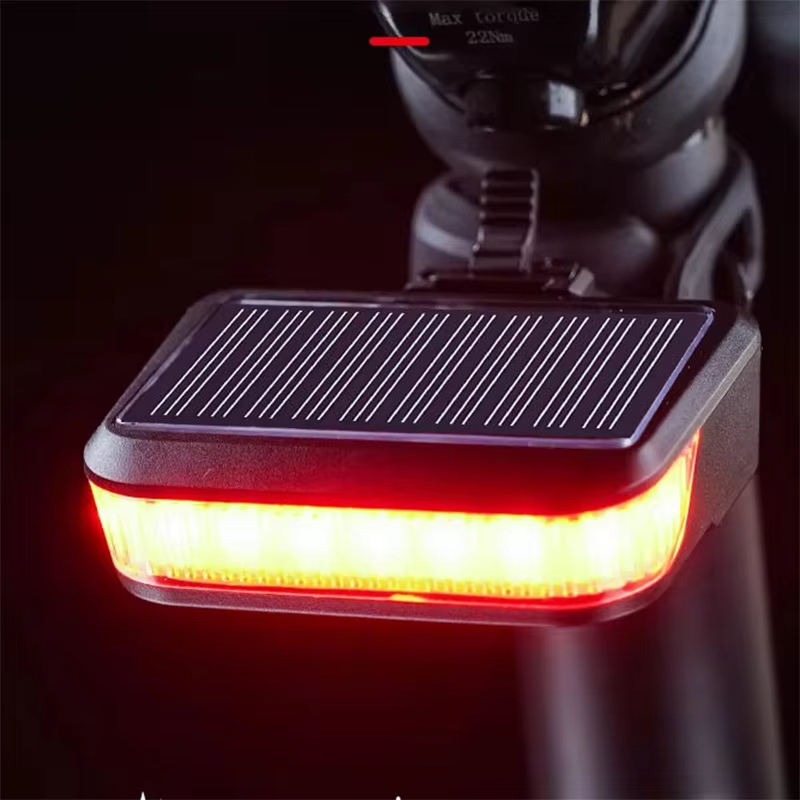ไฟท้ายจักรยานพลังงานแสงอาทิตย์ USB ชาร์จไฟจักรยานจักรยานไฟฉายกันน้ํา night ขี่ไฟเตือน 30LM LED ไฟท้ายจักรยาน