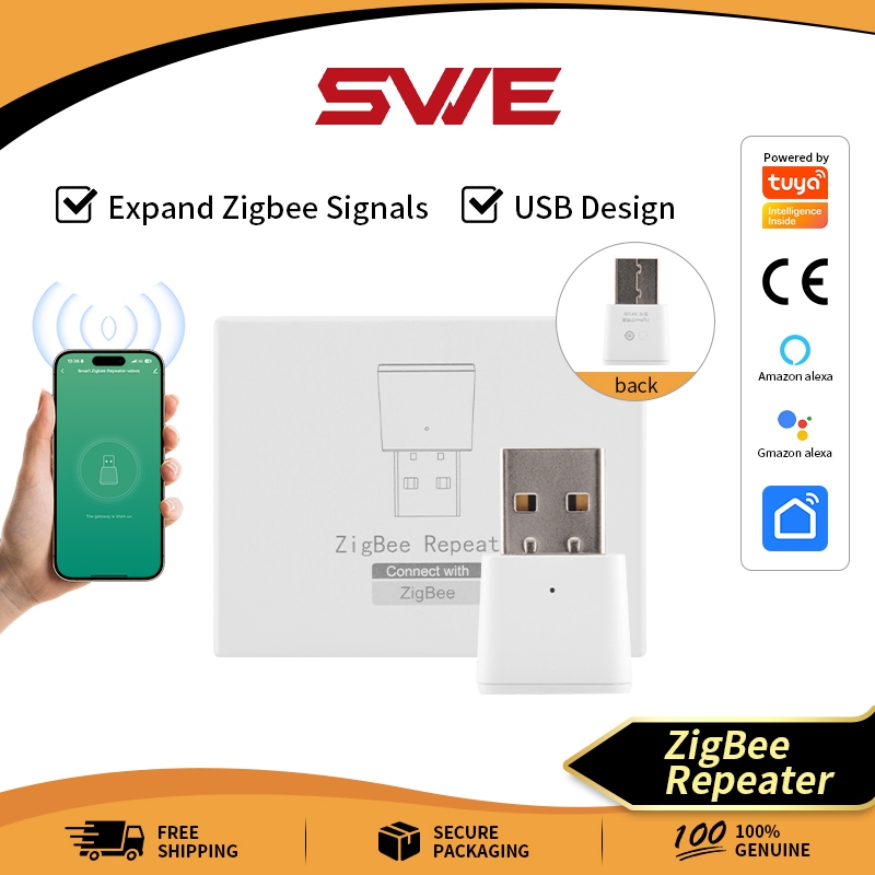 Swe Zigbee Repeater,เครื่องขยายช่วง,เครื่องทวนไร้สาย, 360° เครื่องขยายสัญญาณ WiFi, ฮับรี, เข้ากันได้กับ Alexa Google Assistant, แอป Tuya Smart Life