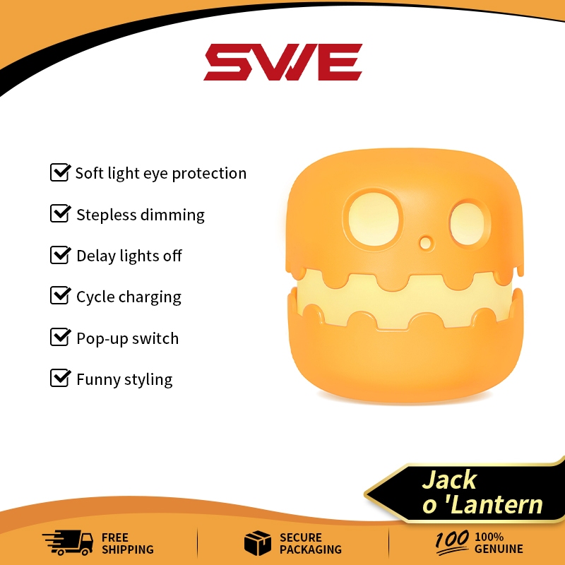 Swe ฟักทอง Night Light สําหรับเด็กน่ารักแจ็ค O โคมไฟฟักทองฮาโลวีนตกแต่ง Nightlight สําหรับเด็กเนอสเซอรี่เด็กวัยหัดเดิน Squishy ฟักทองไฟไร้สายชาร์จ Dimmable ซิลิโคนเตียง