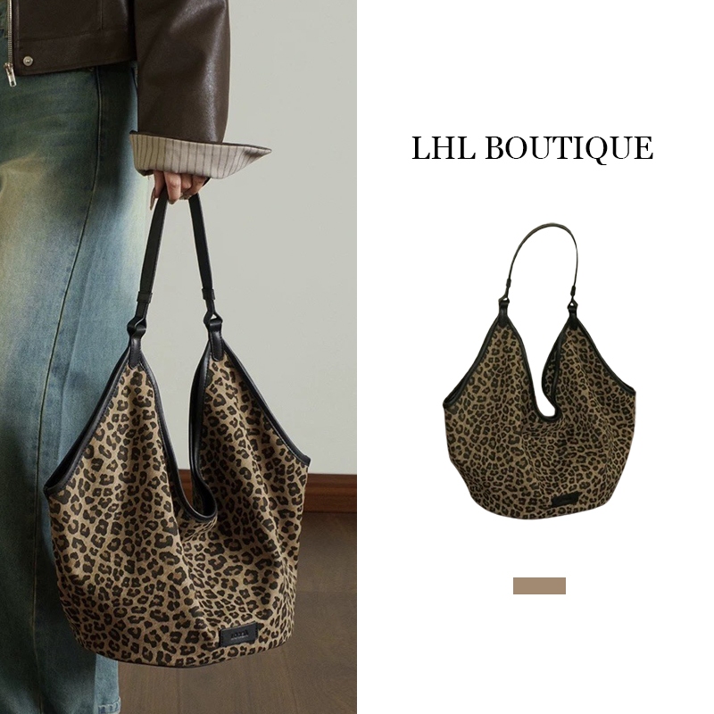 LHL BOUTIQUE leopard bag กระเป๋าสะพายข้าง ลายเสือดาว  เบา ถุงใบใหญ่ tote bag