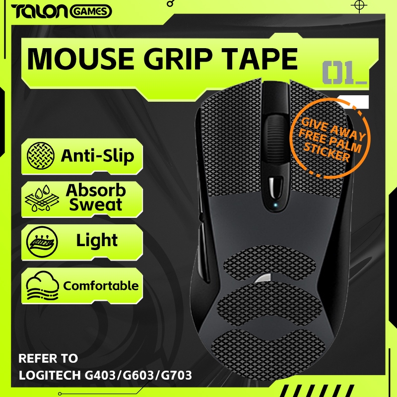 Talongames Mouse Anti Slip Grip Tape สําหรับเมาส์ Logitech G403 / G603 / G703,การดูดซึมเหงื่อปาล์ม