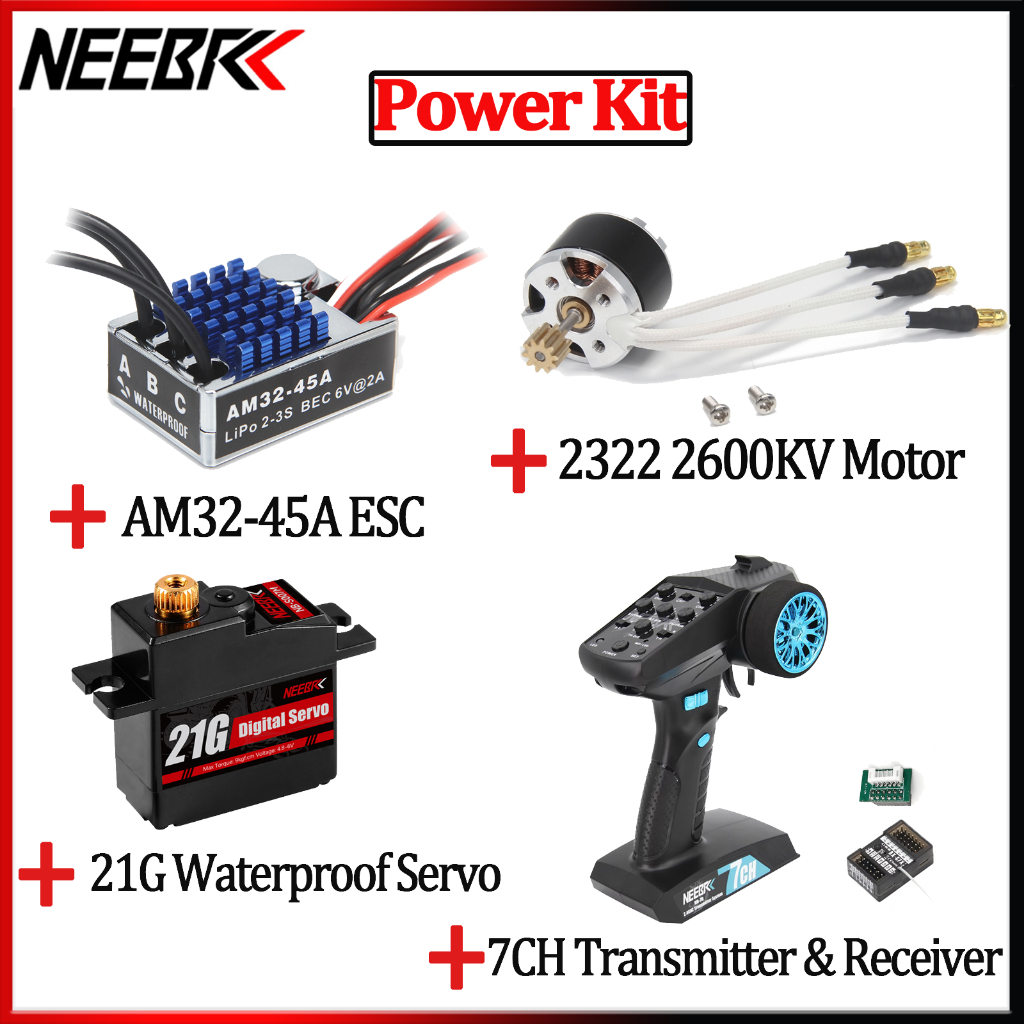 Neebrc 2322 2600KV มอเตอร์ไร้แปรง AM32 45A Outrunner RC Crawler Brushless ESC BEC 7CH เครื่องส่งสัญญาณ & ผู้รับ 21g กันน้ํา Servo อัพเกรดชุดสําหรับ 1/12 RC รถ MN82 MN99S MN168 MN78