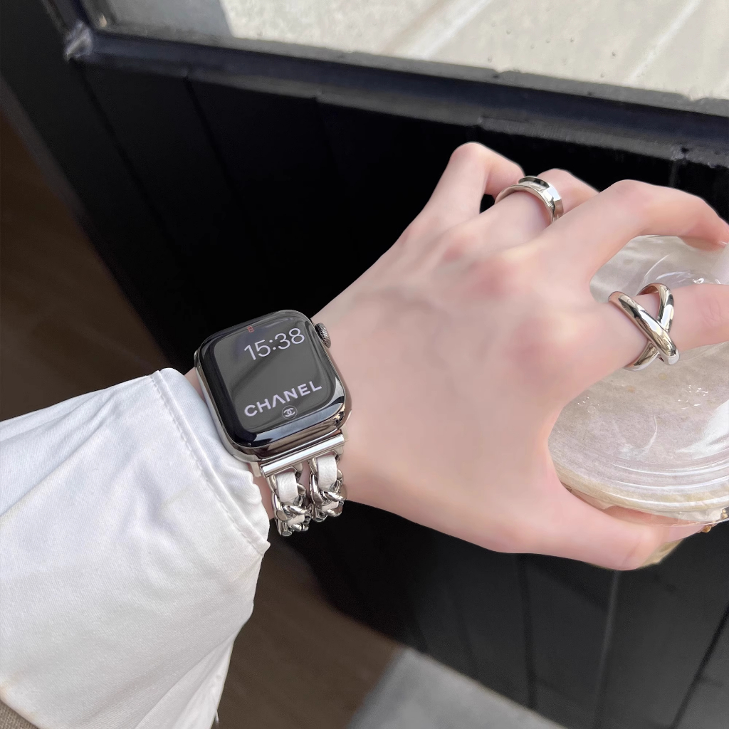 ลิงค์โซ่สแตนเลสระดับพรีเมียมสายรัดบางแบบถอดได้สําหรับ iWatch Series 10 / 9 / 8 /7/6/5/4/3/SE/ UItra / Ultra 2