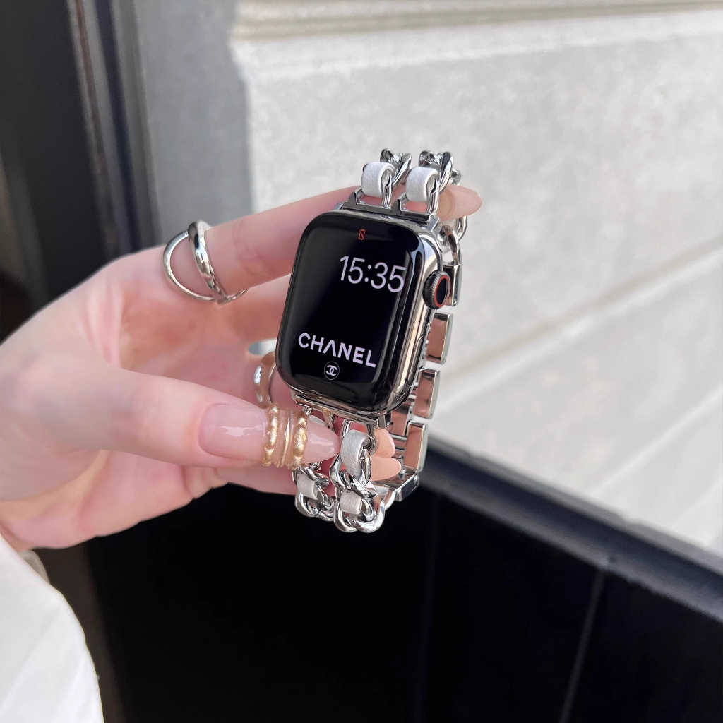 ลิงค์โซ่สแตนเลสระดับพรีเมียมสายรัดบางแบบถอดได้สําหรับ iWatch Series 10 / 9 / 8 /7/6/5/4/3/SE/ UItra / Ultra 2