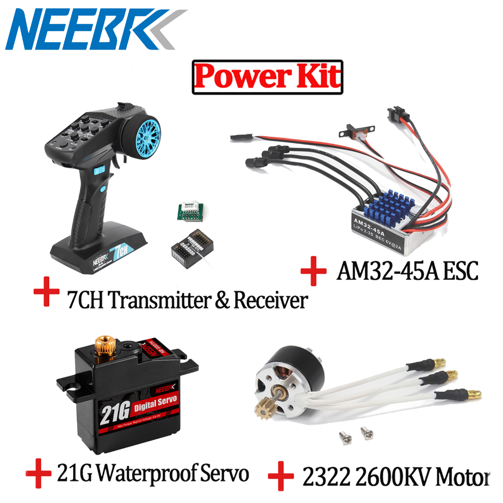 Neebrc 2322 2600KV มอเตอร์ไร้แปรง AM32 45A Outrunner Crawler ESC 7CH เครื่องส่งสัญญาณและผู้รับ 21g กันน้ํา Servo อัพเกรดชุดสําหรับ 1/12 RC รถยนต์ MN82 MN99S MN168 MN78