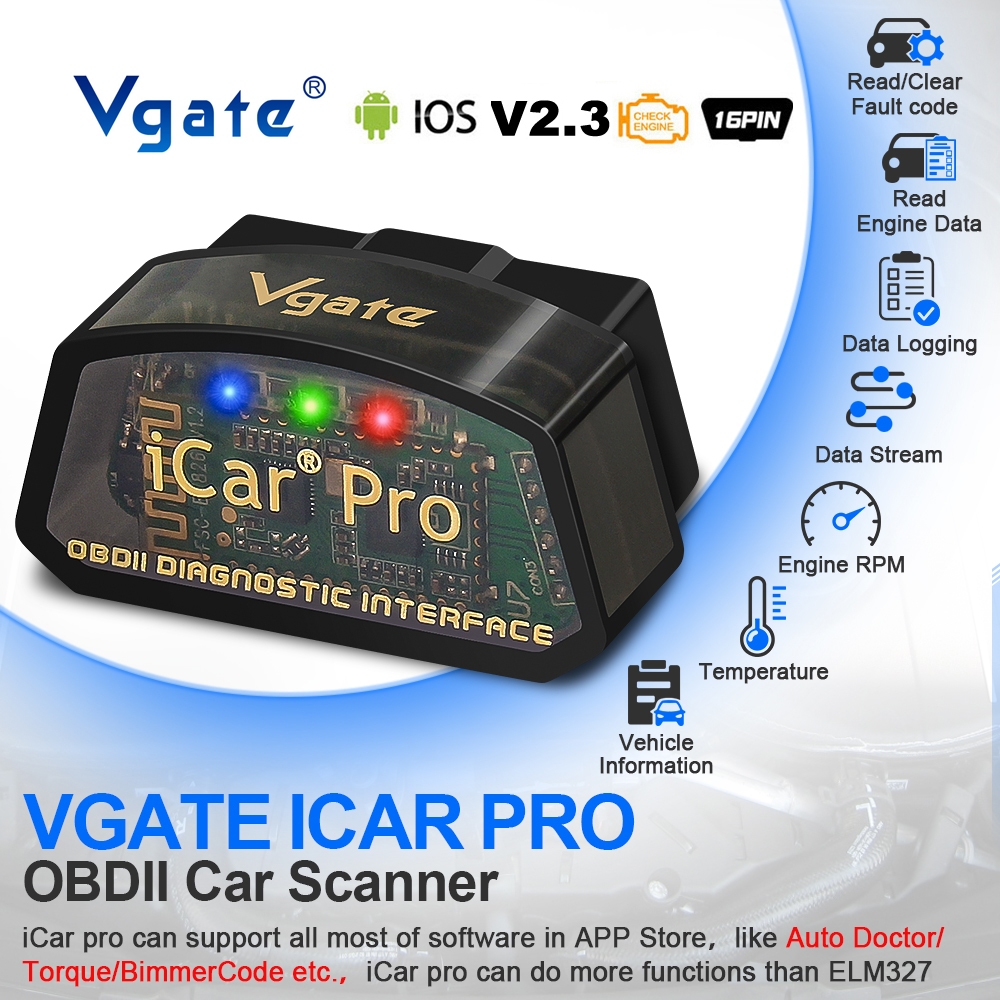 【Local Stock】Vgate iCar Pro ELM327 OBD2 เครื่องสแกนเนอร์สําหรับรถยนต์และรถจักรยานยนต์แรงบิดบลูทูธ 4.0 อะแดปเตอร์ Wifi สําหรับ Android & IOS ELM 327 สําหรับ Yamaha Honda OBD 2 เครื่องมือซ่อมแซมวินิจฉัยอัตโนมัติ