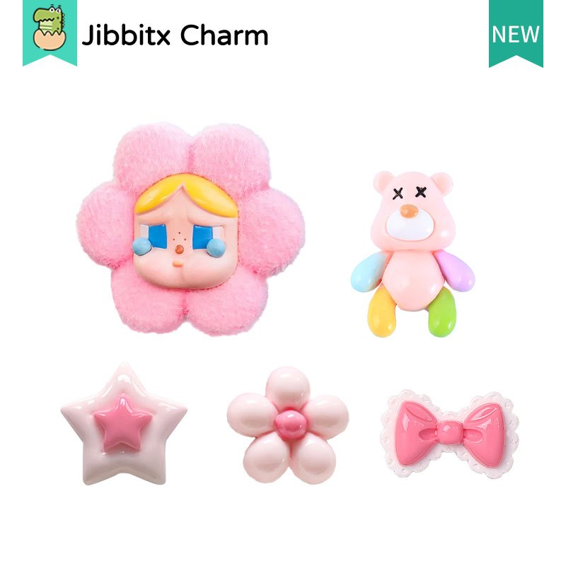 Jibbitx สีชมพู 5 ชิ้นแฟชั่น Clog Jibbitz Charm สร้างสรรค์น่ารักการ์ตูนรูปแบบที่มีสีสัน DIY Jibbits รองเท้าหัวเข็มขัด/รองเท้า Charm/ปุ่มบล็อก