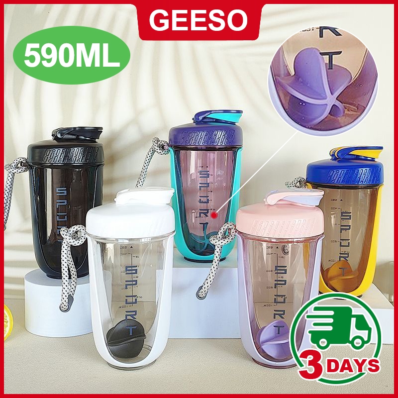 GEESO 590ML Portable Sport Shaker Bottle Outdoor Fitnes Water Bottle Drinking Bottle With Mixing Bal