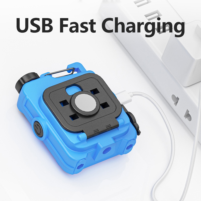ยิ้มฉลาม TIP0016 LED Mini Key Chain ไฟฉาย Super Bright COB Key Chain Light 5 โหมด USB ชาร์จไฟฉุกเฉินแม่เหล็กทํางานกันน้ํากลางแจ้ง — صورة 6