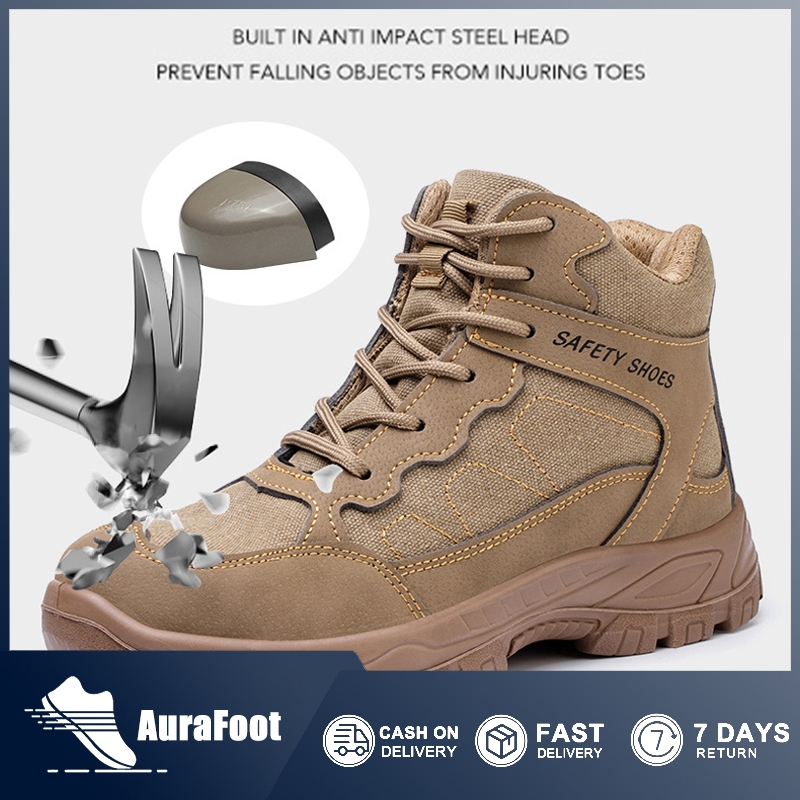 safety men shoes/รองเท้าบูทนิรภัยที่มีหัวเหล็กป้องกันการเจาะ เพื่อความปลอดภัยสำหรับผู้ชาย