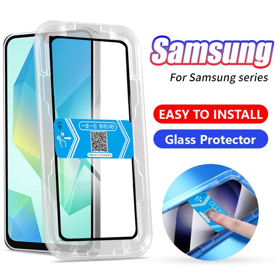 ฟิล์มกระจกนิรภัยกันรอยหน้าจอ แบบเต็มจอ ติดตั้งง่าย สําหรับ Samsung Galaxy A56 A36 A26 A16 A06S A06 S24 FE A55 A35 A25 A15 A05S A05 A54 A34 A24 A14 A53 A23 A13 A12 A52 A32 A42 A51 A31 A50 A30 A50S
