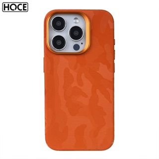 HOCE หรูหราชุบกรอบโลหะเลนส์ลายพรางแม่เหล็กหนังเคสโทรศัพท์สํา…